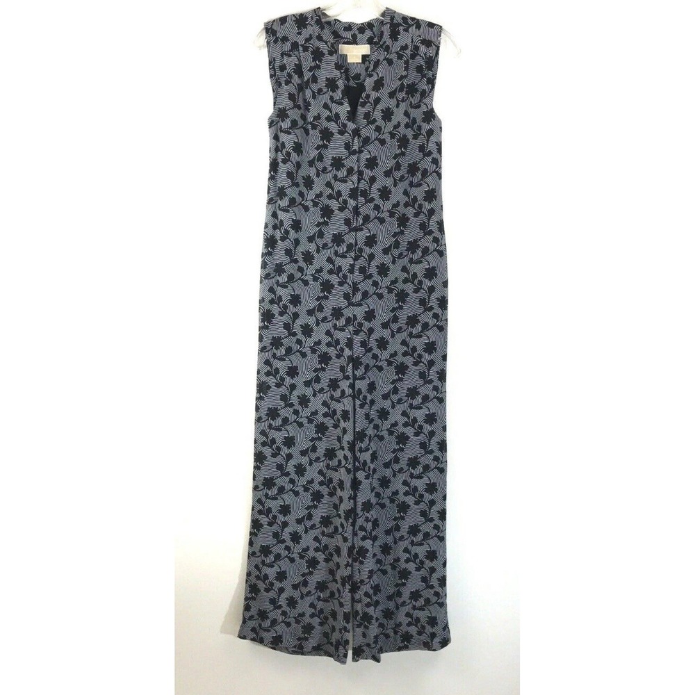 Michael Kors Jumpsuit Sz Small Floral Gray‎ Black Work Casual Business Relaxed